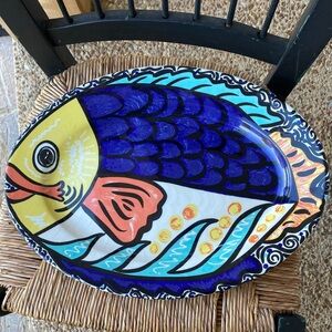 Big Fish 1919 Homer Laughlin Fish Plate Platter Serving Dish Vintage